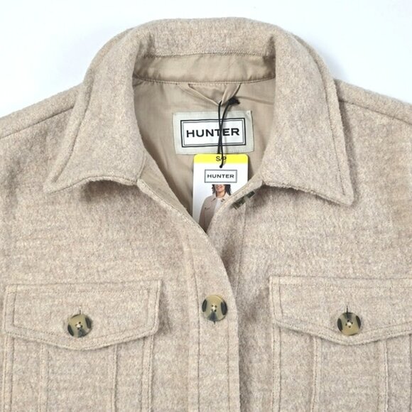 HUNTER Women's Button Down Collared Cream Merino Wool Jacket Pockets Size Small - Picture 6 of 16